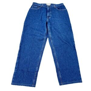 Vintage LL Bean Jeans Women 12 Straight Leg Relaxed Fit Baggy VTG Dark Wash Y2K